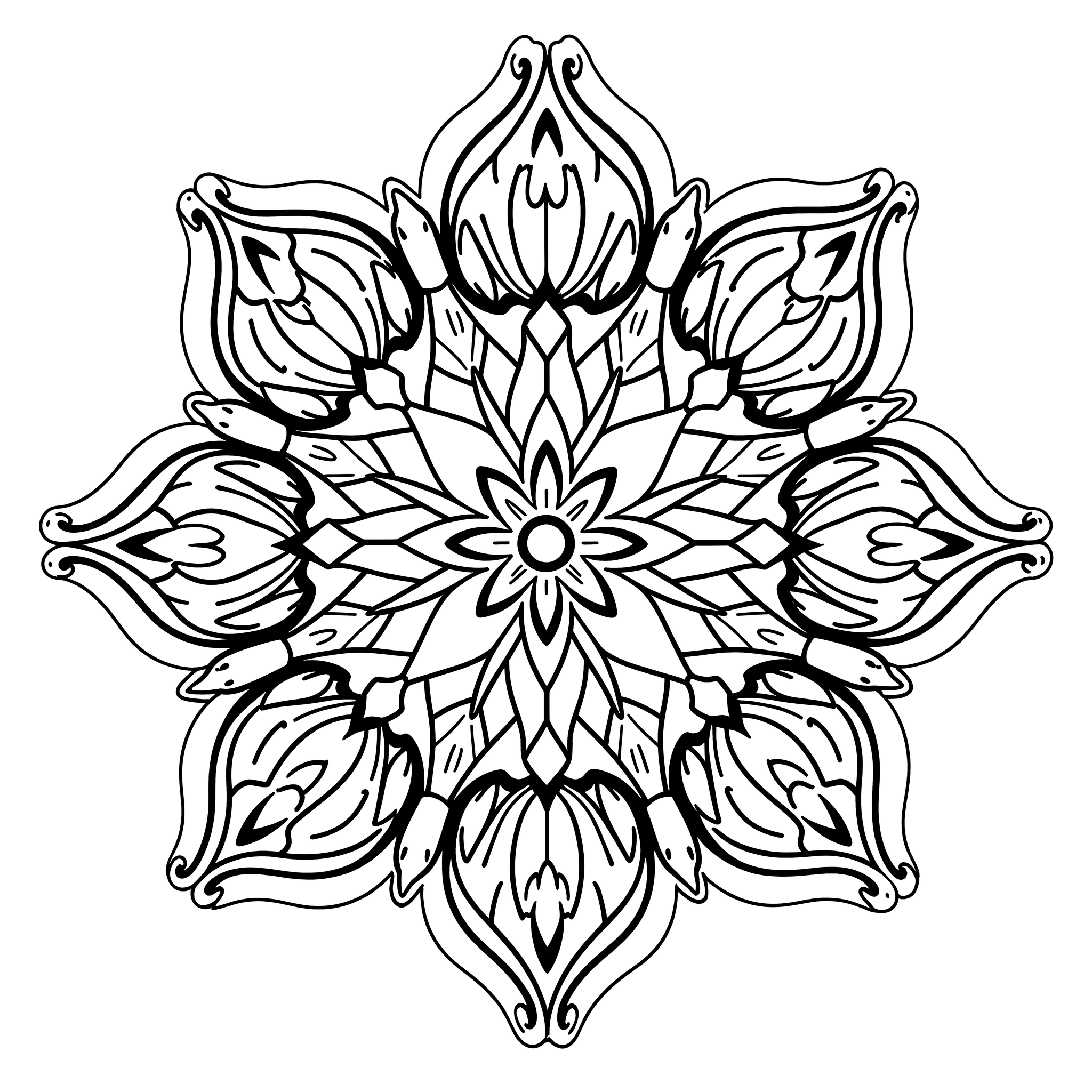 Mandala mit zusammengerollener Schlangenschuppe