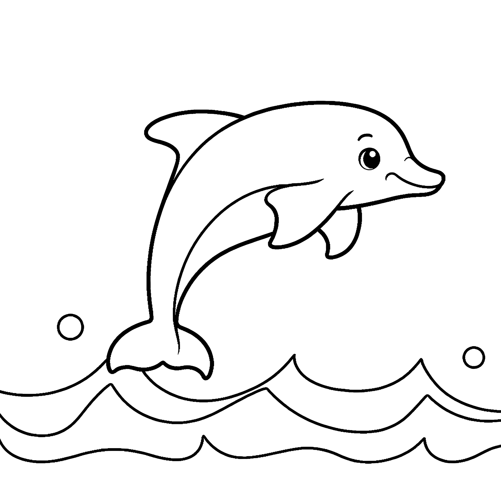 Leaping Dolphin Over Waves