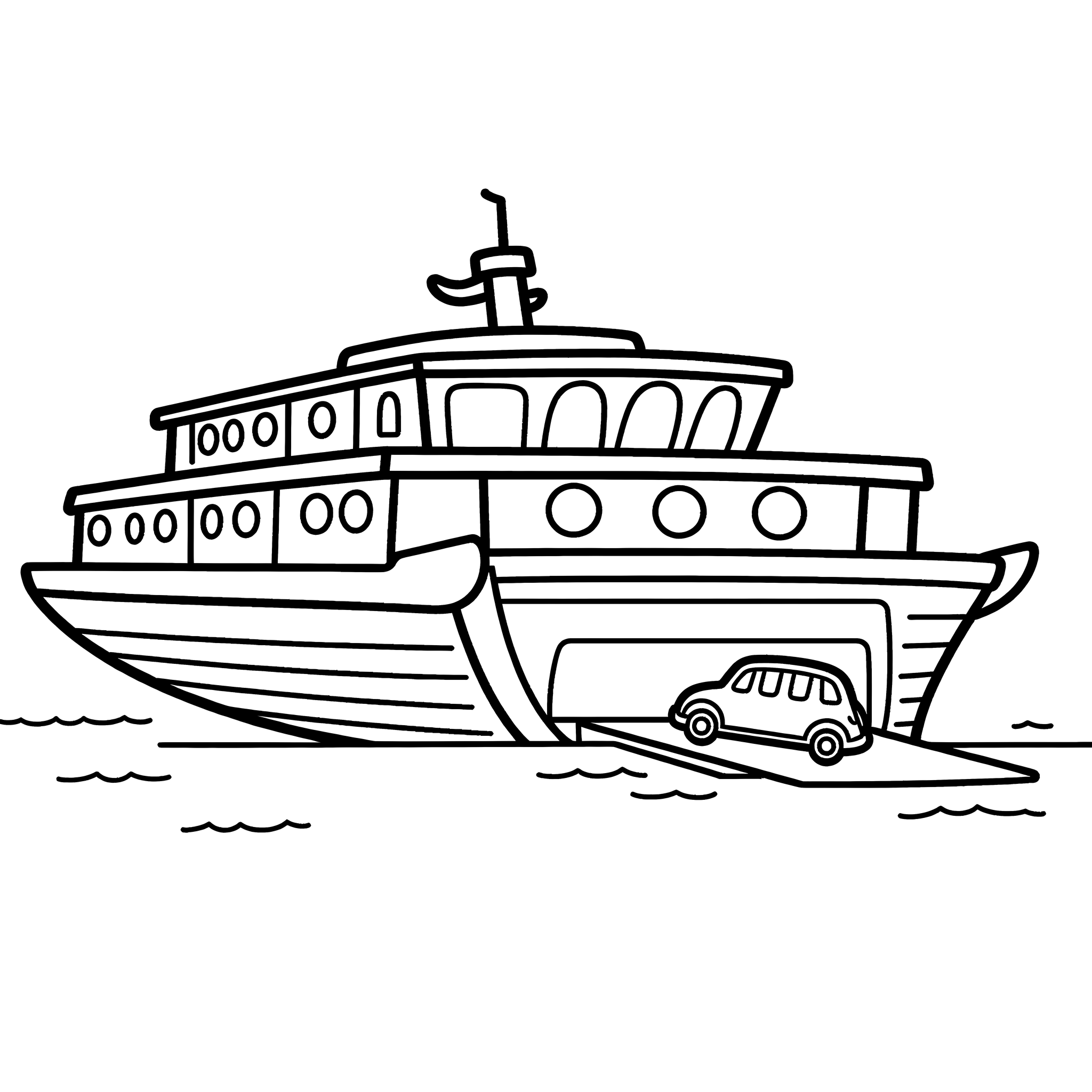 Ferry Boat With Car Ramp